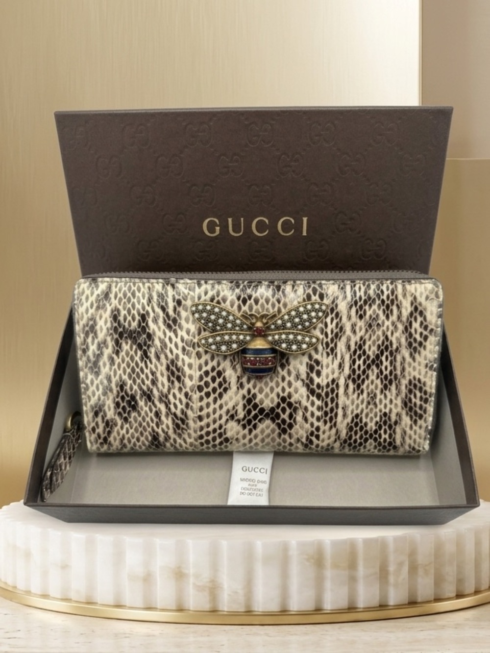 Gucci Snake Skin Queen Margaret Zip Around Wallet - w/COA